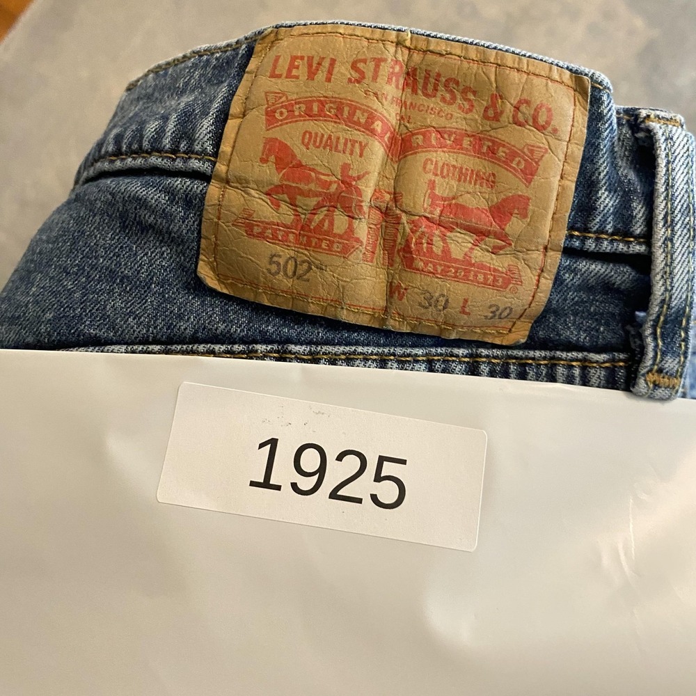 Levis 502 Jeans Mens 30x30 Blue Medium Wash Regular Taper Stretch Denim Pants - Picture 14 of 14
